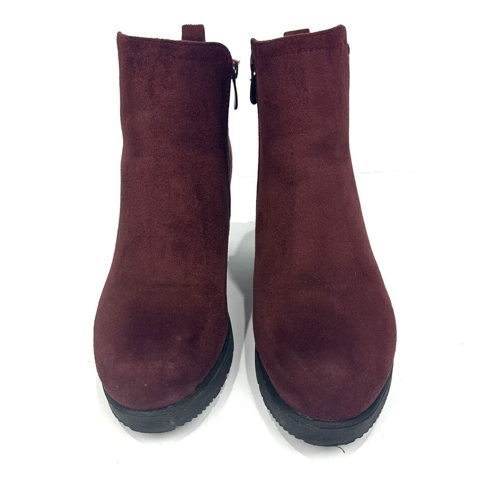 DREAM PAIRS Zoey-1 Womens Burgundy Chunky Heel Ankle Booties Shoes Sz 8.5 - Picture 5 of 14